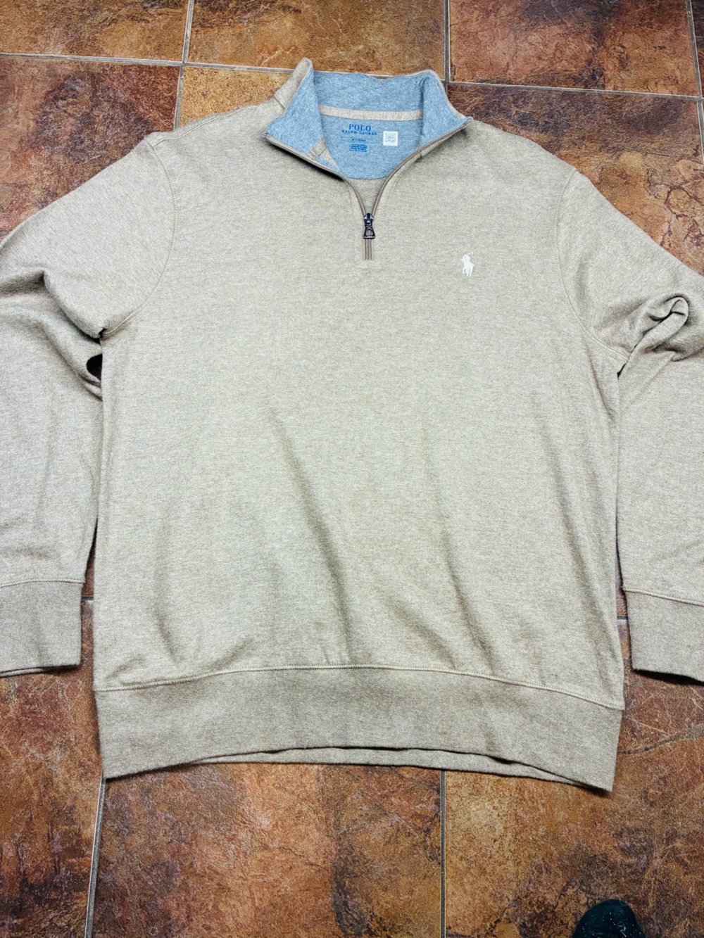 Polo by Ralph Lauren Men’s Half-Zip Sweater in Light Brown